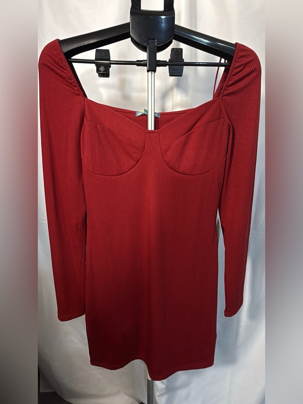 Good Luck Gem Burgundy Long Sleeve Dress